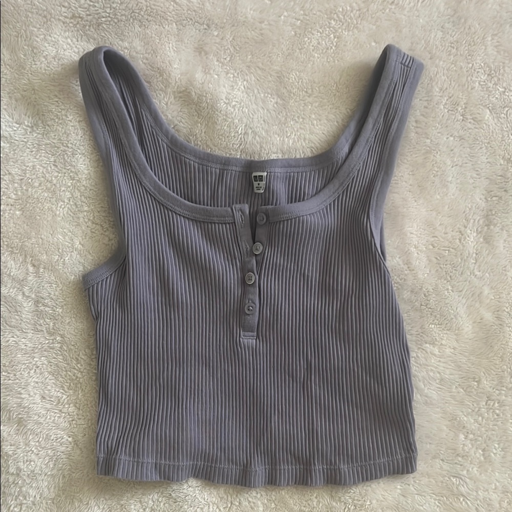 Uniqlo Purple Ribbed Sleeveless Crop Top